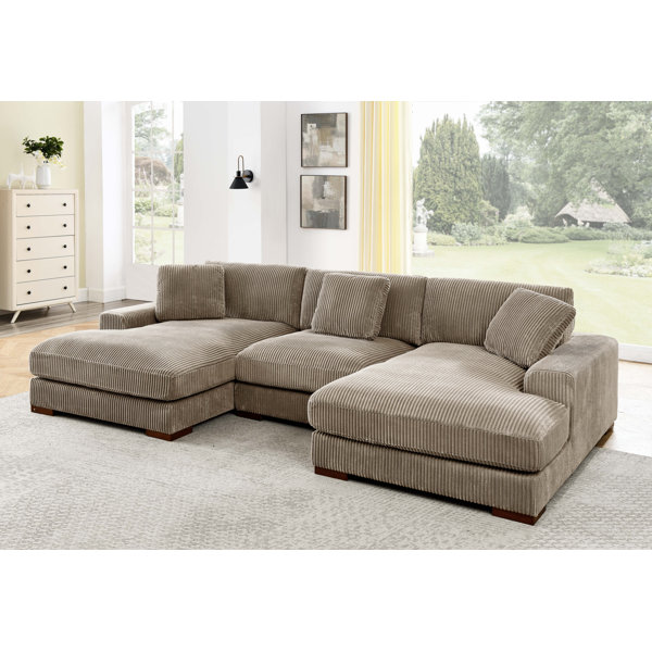 Wade Logan Cabbar 3 Piece Corduroy Sectional Reviews Wayfair